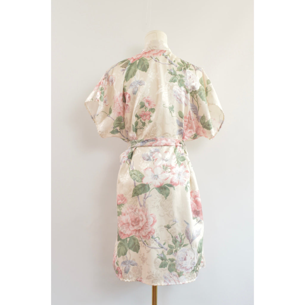 silky floral robe/ beach cover up