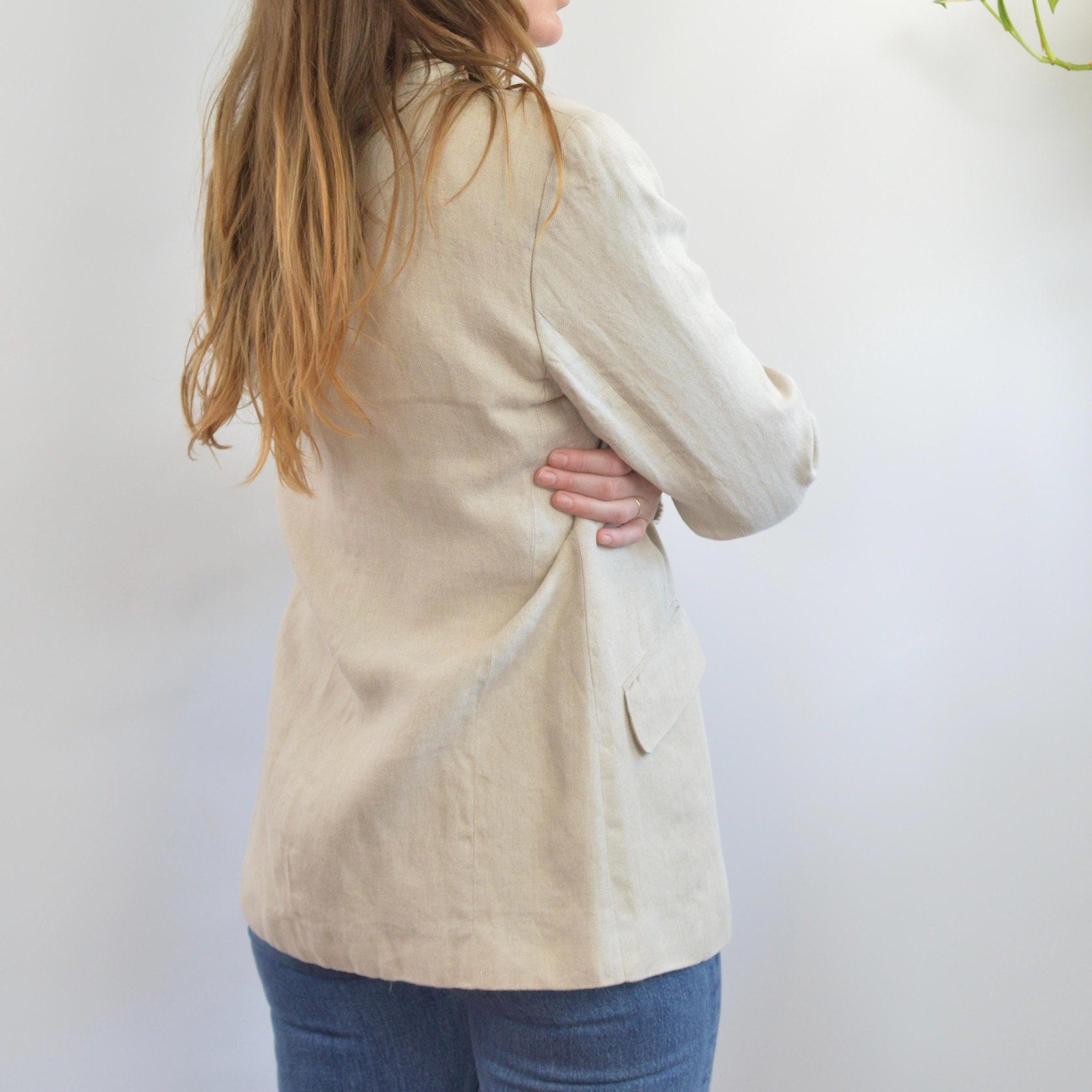 pure linen vintage liz claiborne single button blazer