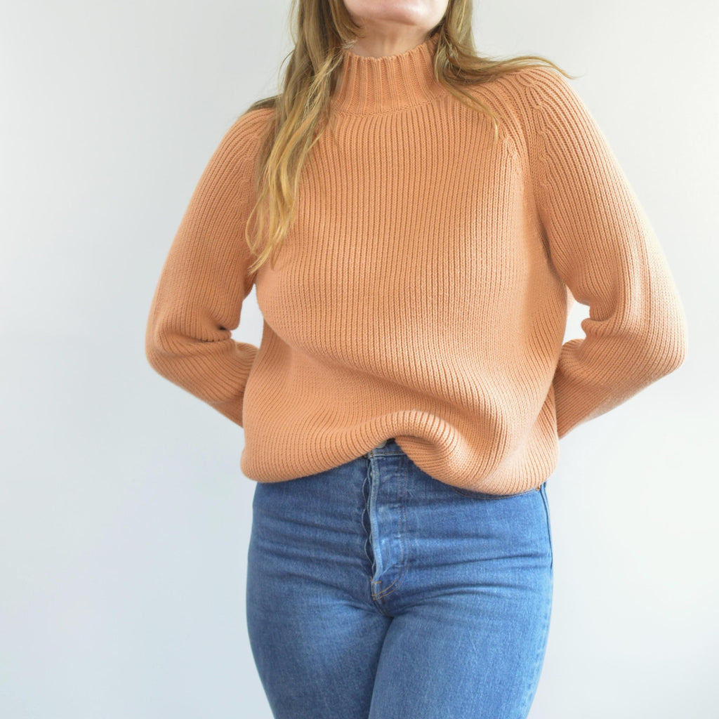 thick cotton peachy vintage orvis turtleneck sweater