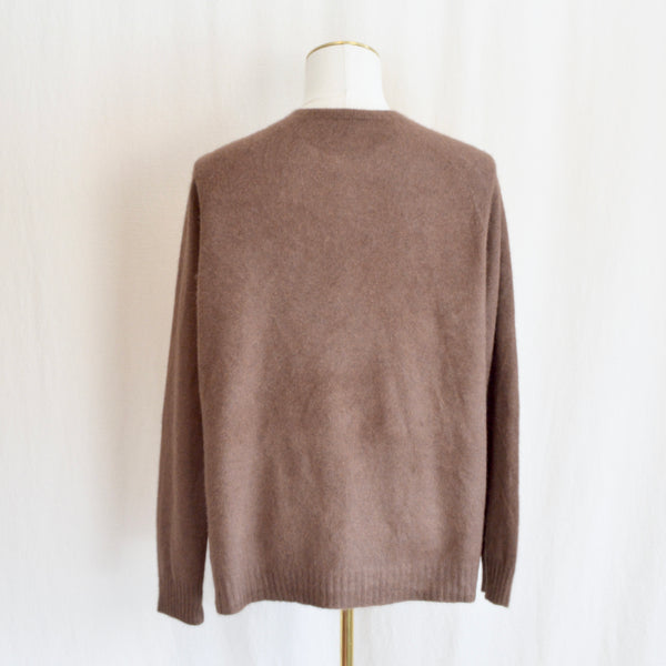 lux warm brown merino, silk and possum crew neck sweater