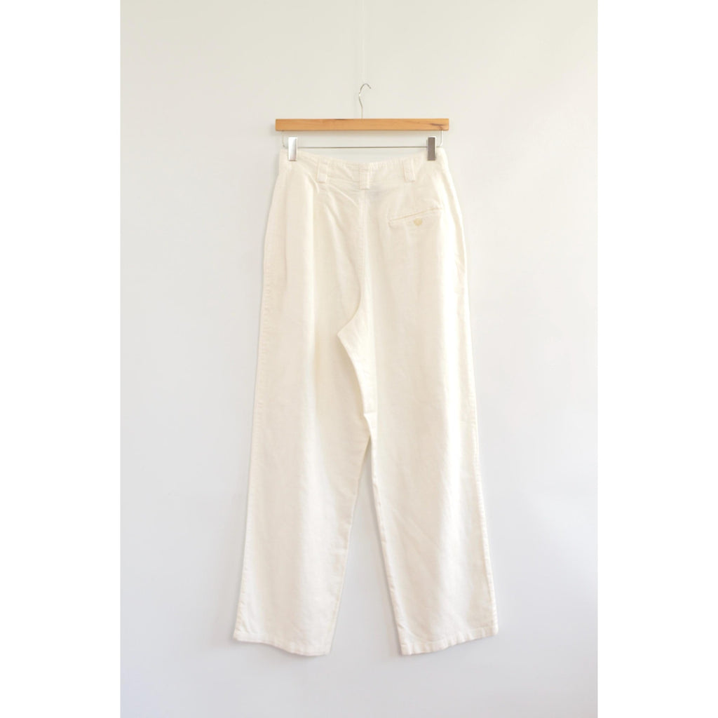 vintage white liz sport linen and cotton straight leg pants