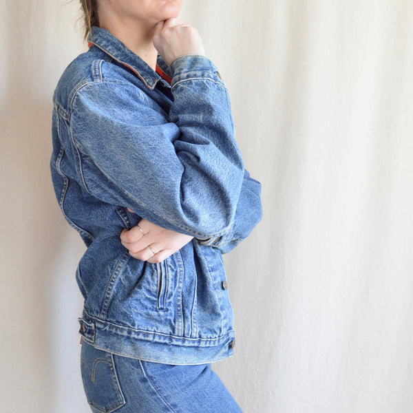 classic vintage flannel lined levi’s jean jacket