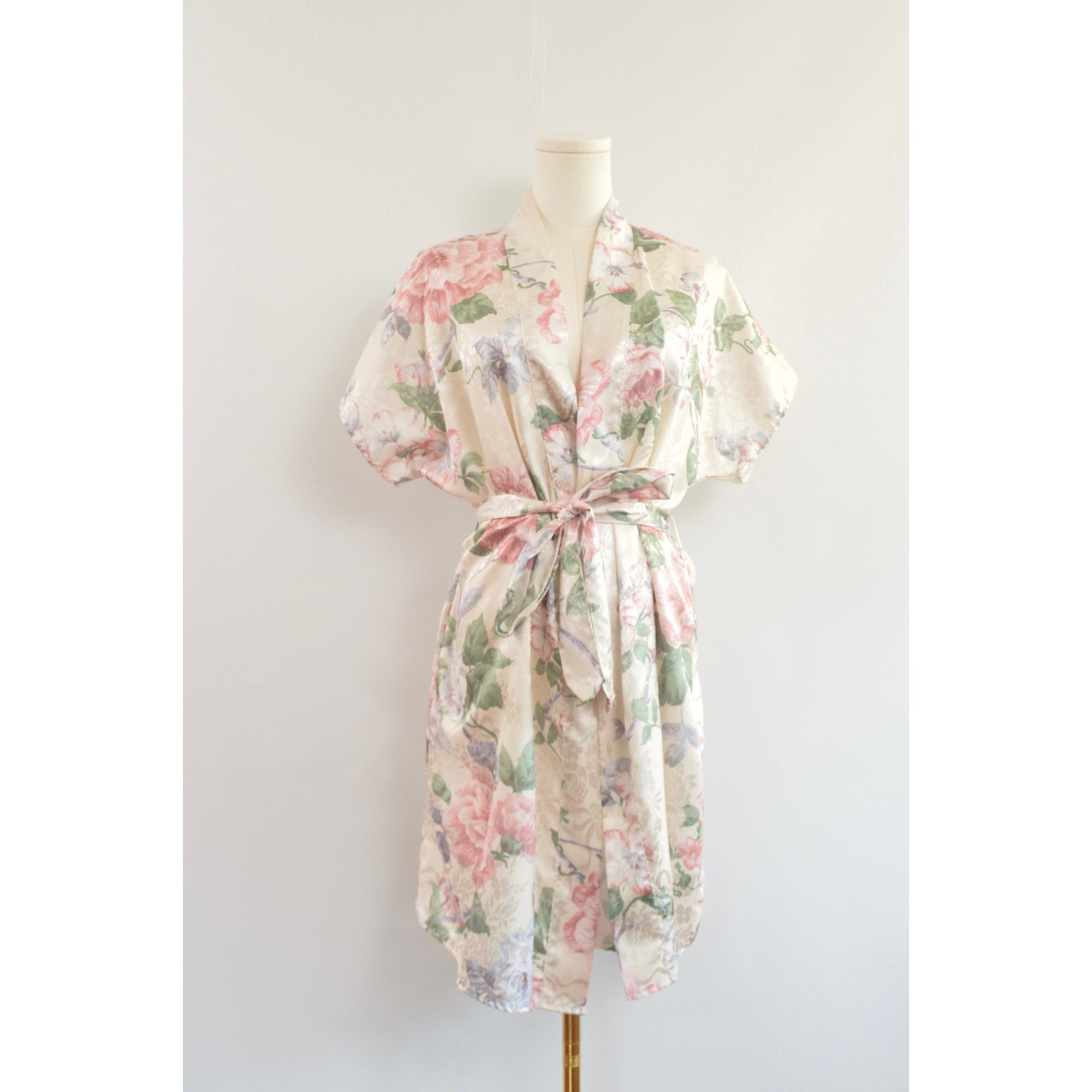 silky floral robe/ beach cover up