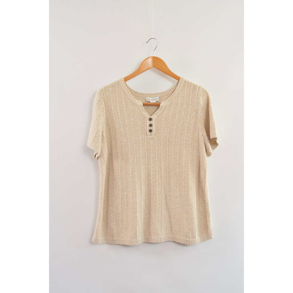 oversized cream and beige cotton sweater tee