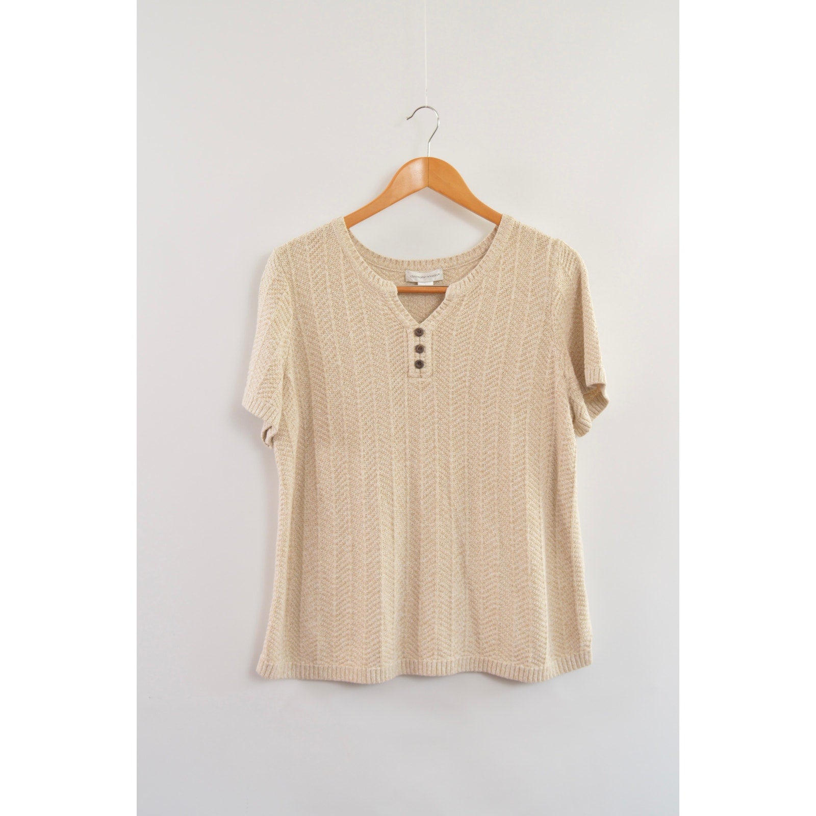 oversized cream and beige cotton sweater tee