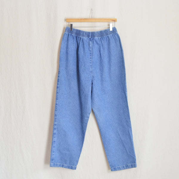 32 x 27 medium to light wash straight leg drawstring vintage cabin creek easy jeans