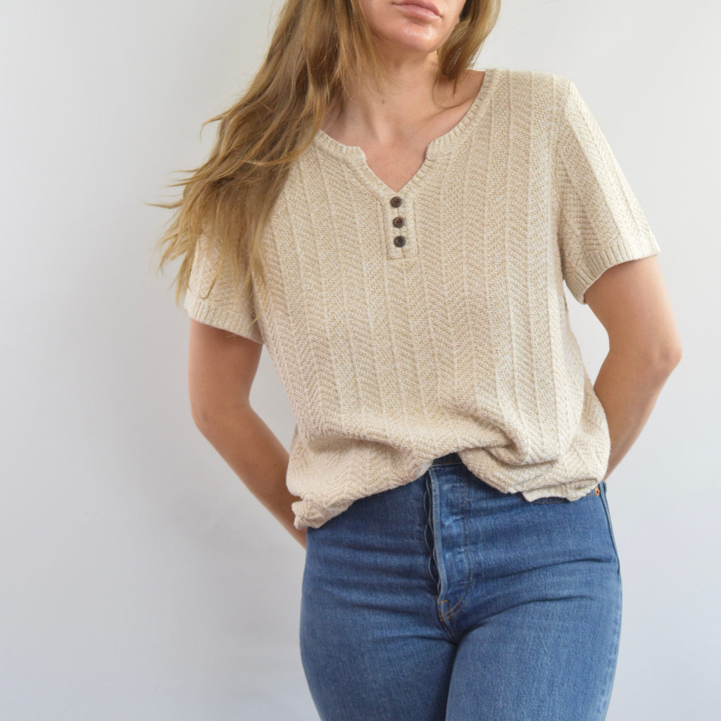 oversized cream and beige cotton sweater tee