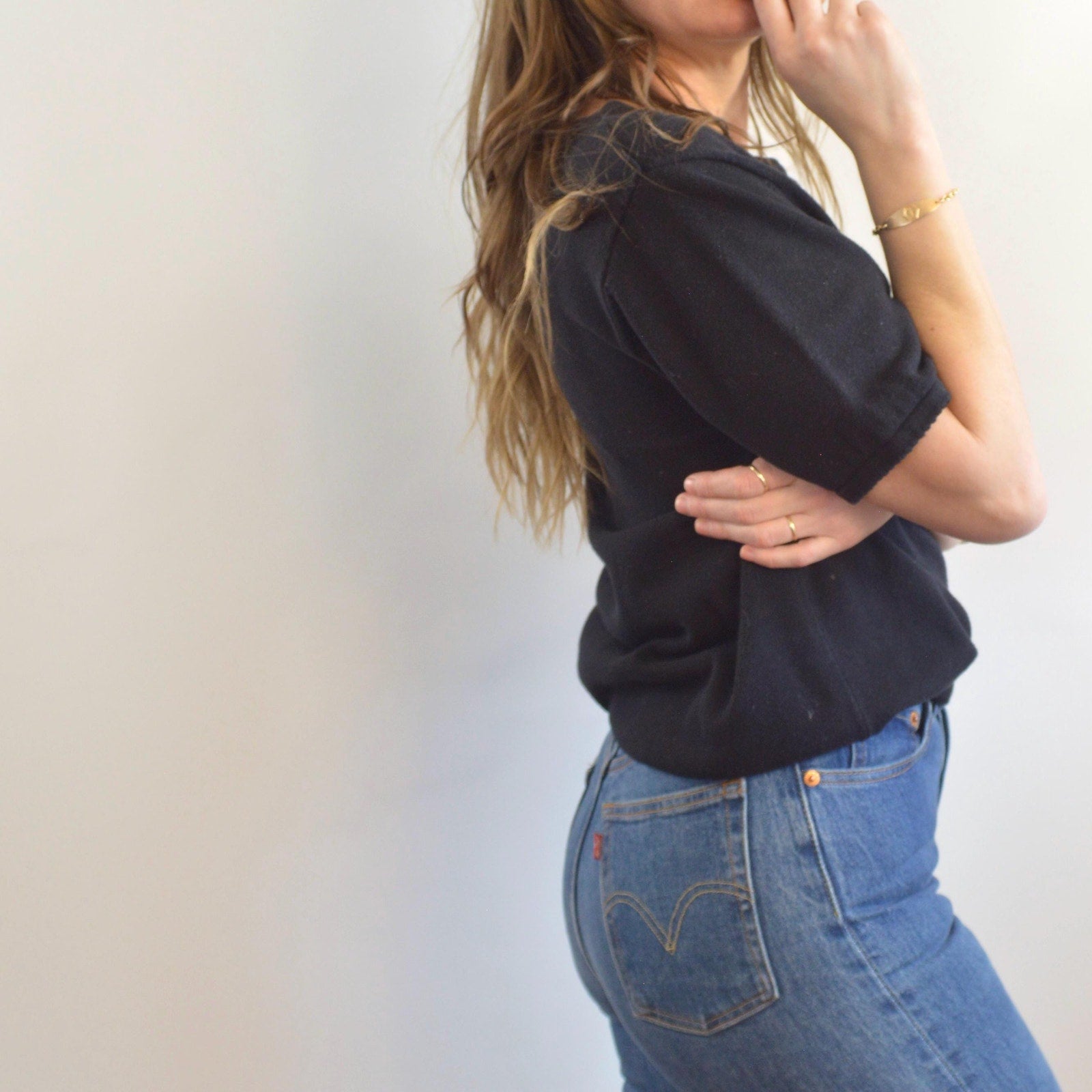 sweet little embroidered vintage black sweater tee