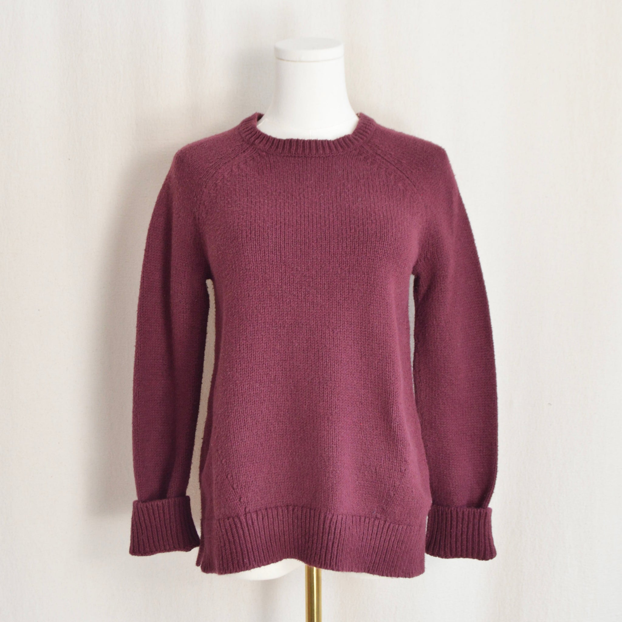 simple garnet burgundy crew neck land’s end sweater