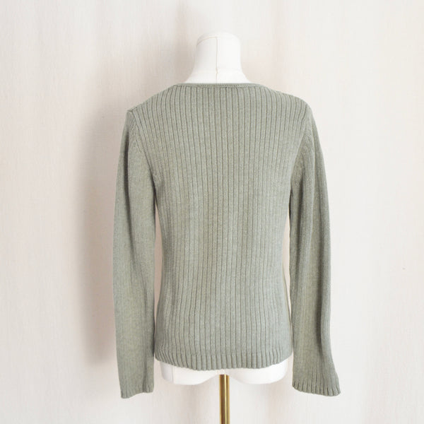 light green lightweight cotton crew neck sweater
