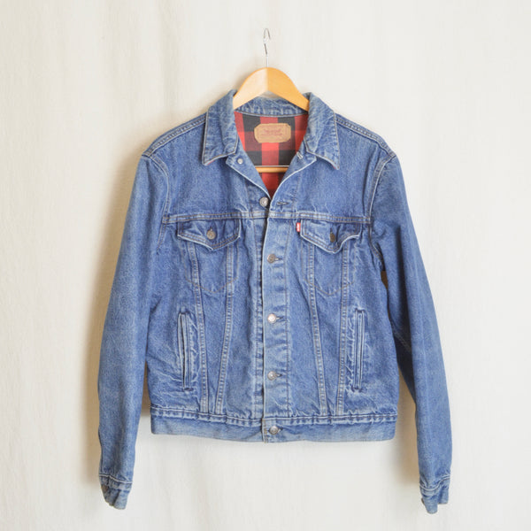 buffalo plaid lined vintage levis jean jacket