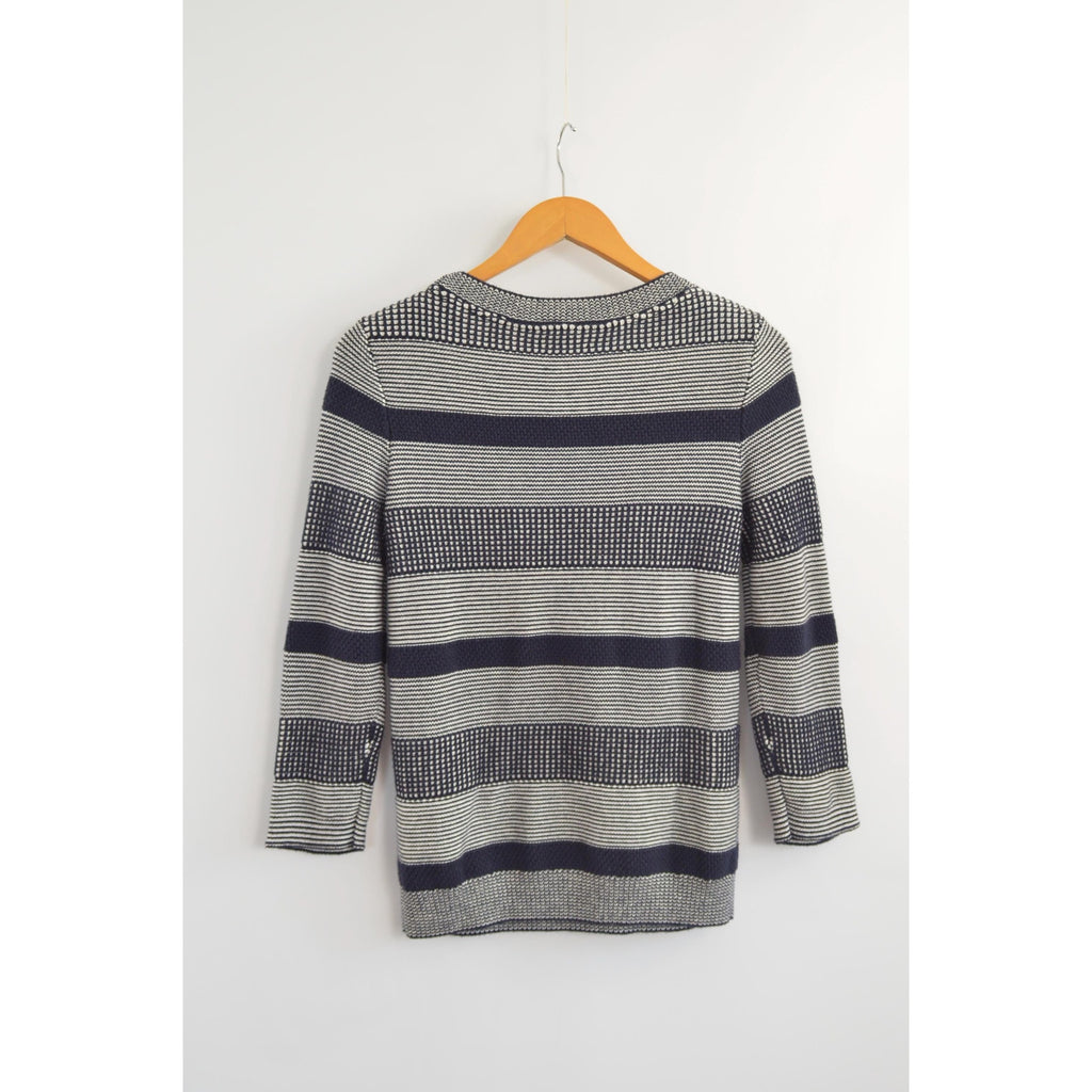 navy and white vintage tommy hilfiger cotton crew neck sweater