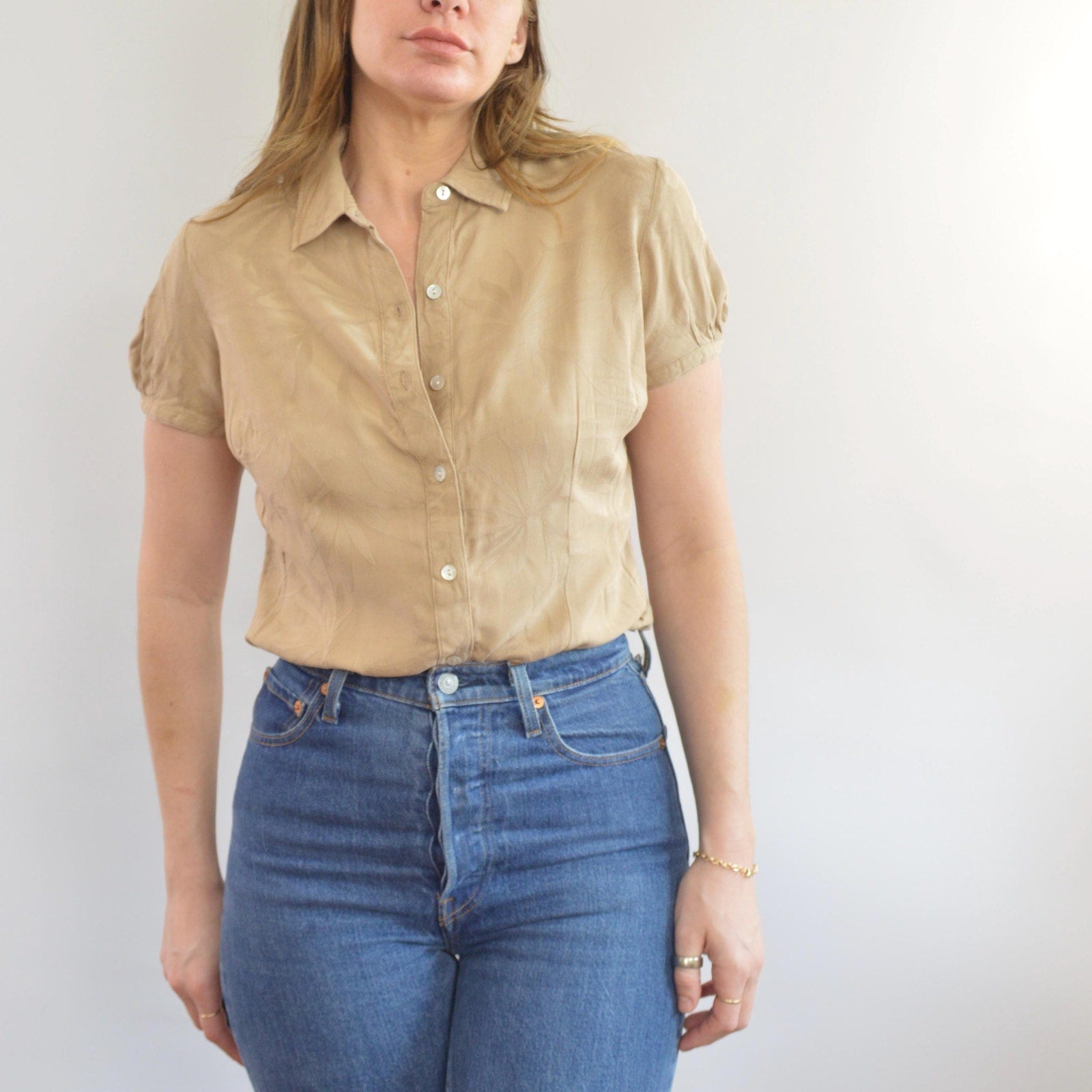 silk tan caribbean joe petite button down