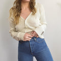 simple off-white silk and cotton blend cardigan