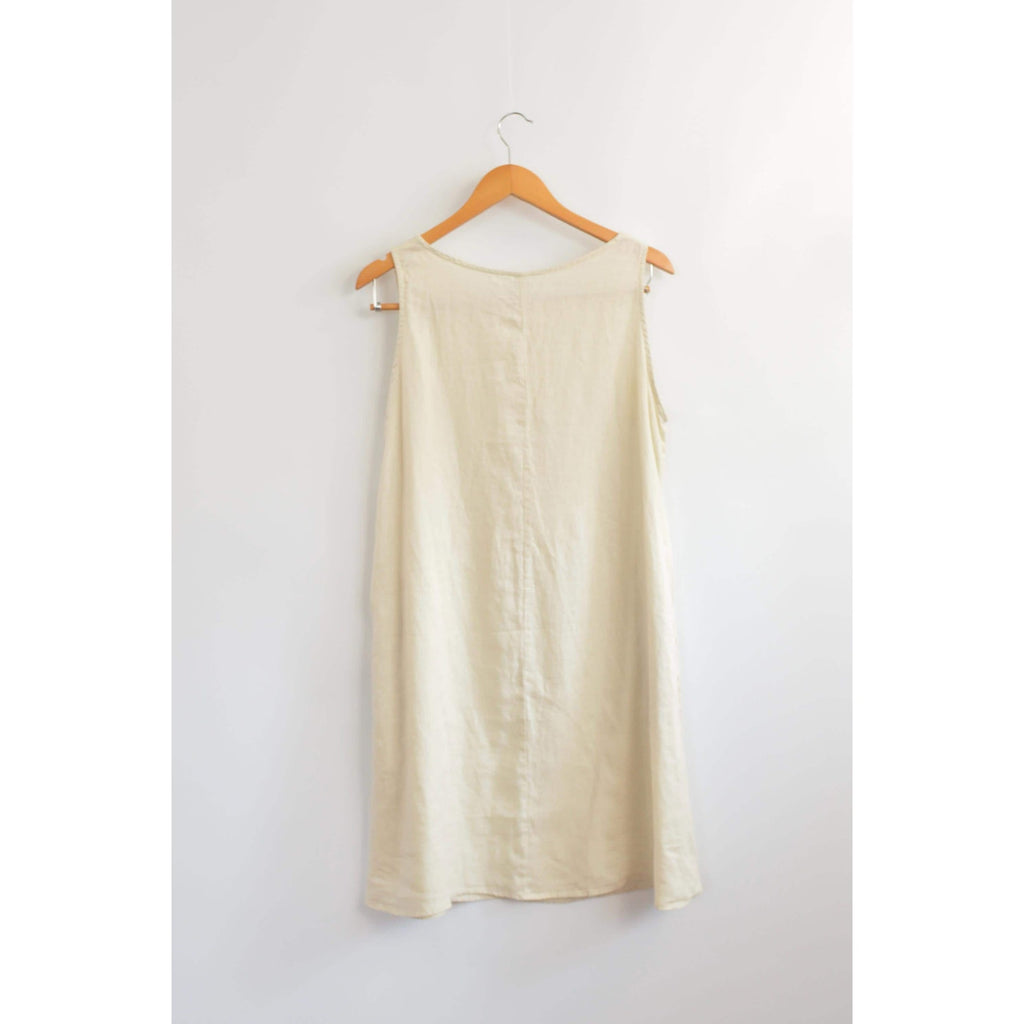 light beige linen tent tank dress with pockets