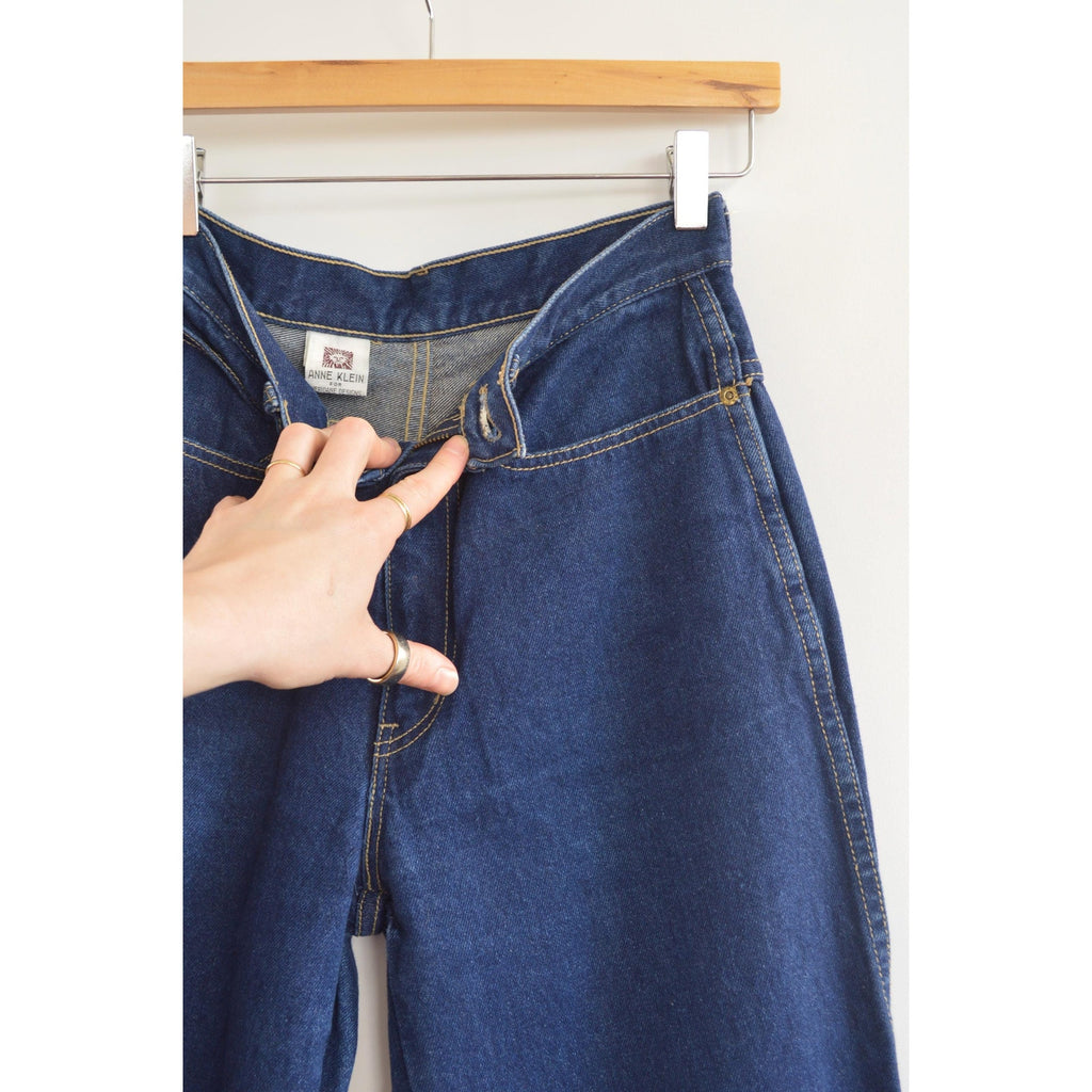 27 x 32.5 high rise dark wash straight wide leg vintage anne klein denim