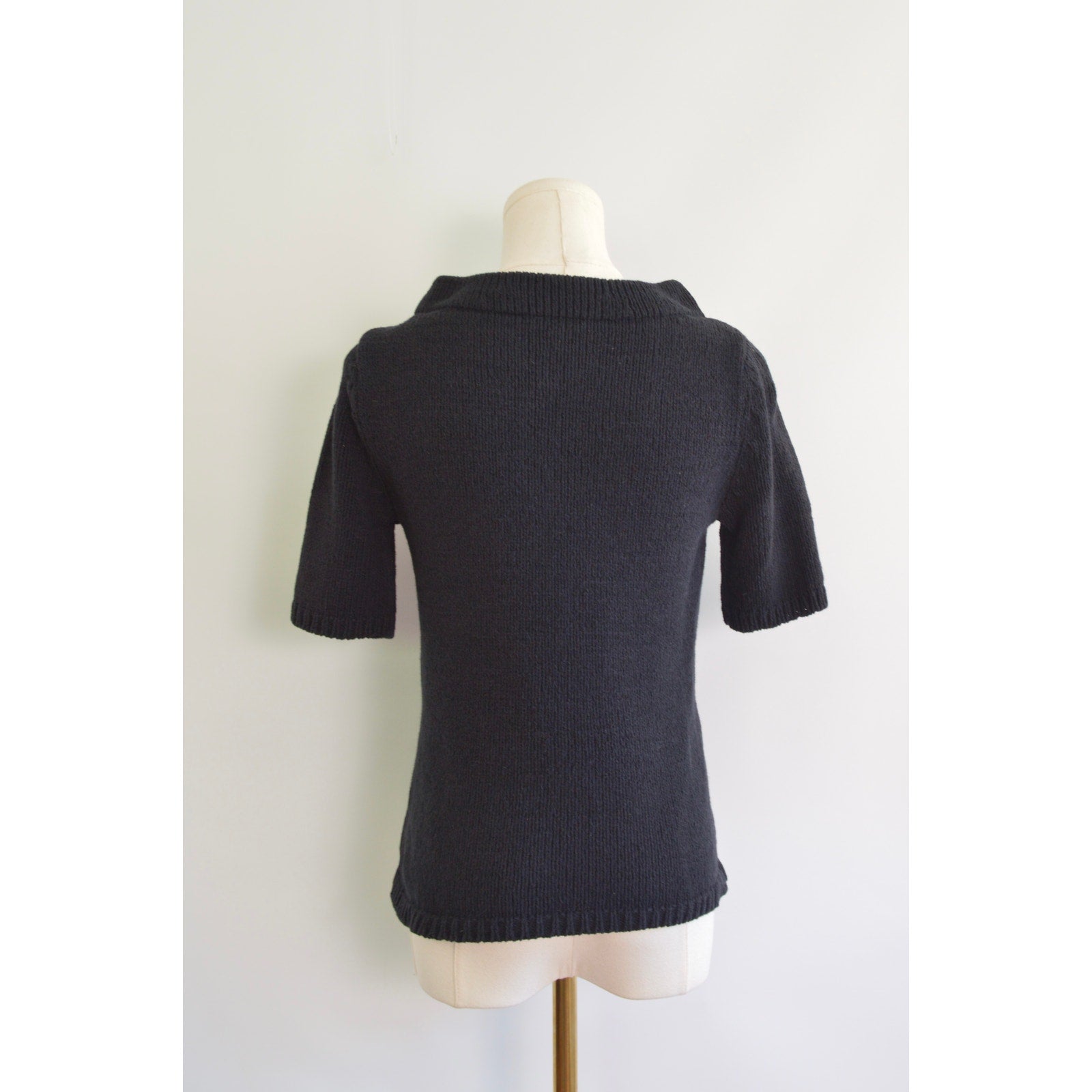 thick nubby knit black mock neck sweater tee