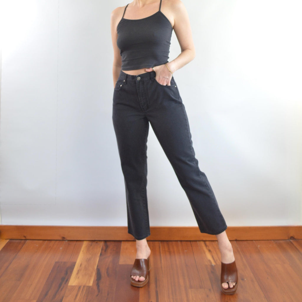 30 x 28 black tapered high waisted LA blues vintage denim