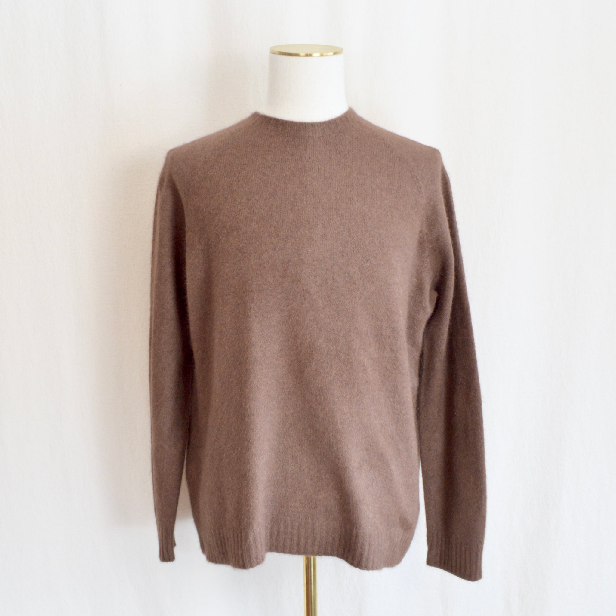 lux warm brown merino, silk and possum crew neck sweater