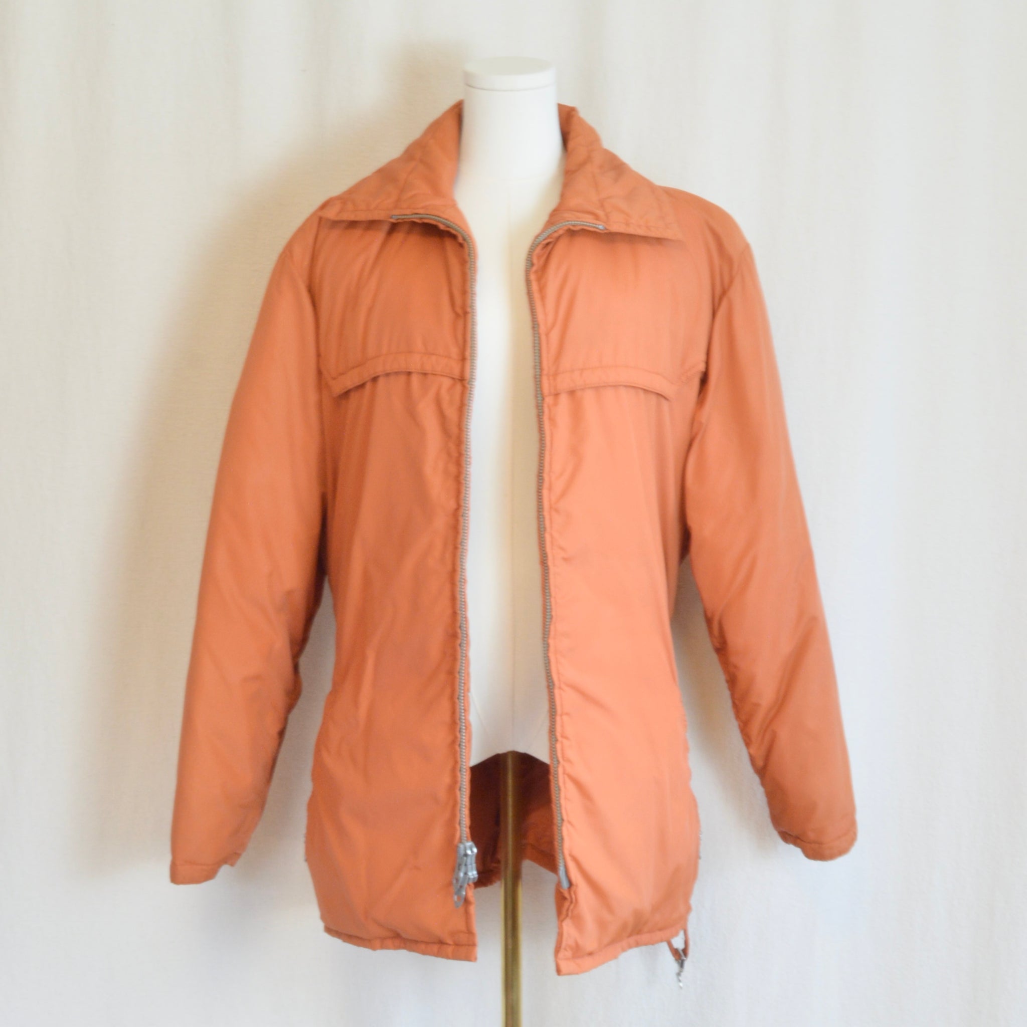 western style muted orange vintage goose down belted quilted jacket