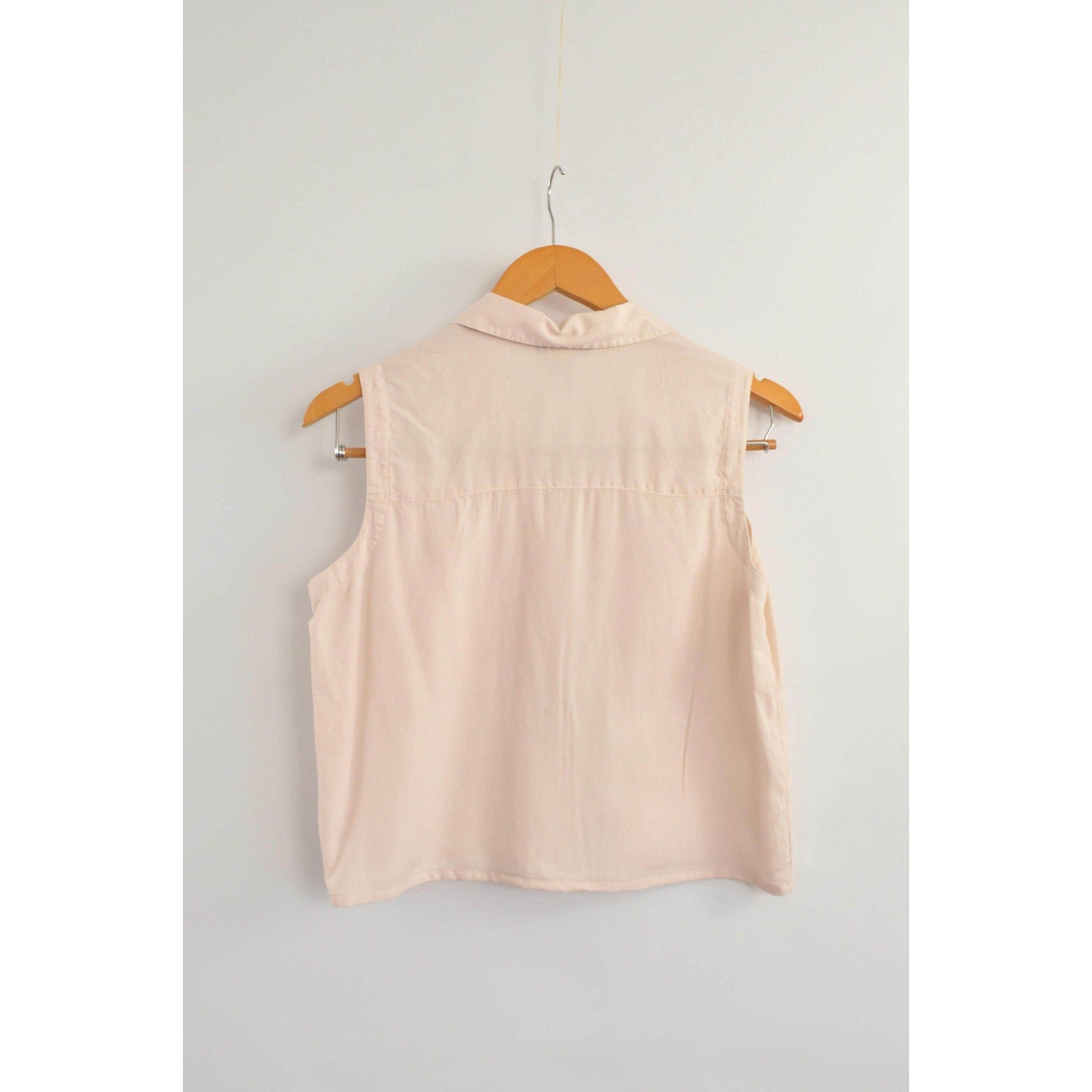 subtle light pink cropped button down 100% silk top