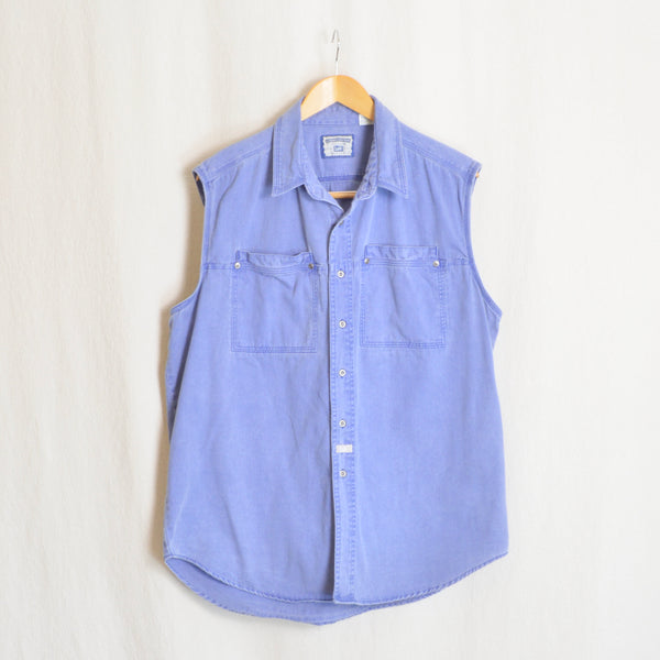 100% cotton sleeveless mid wash denim sleeveless top