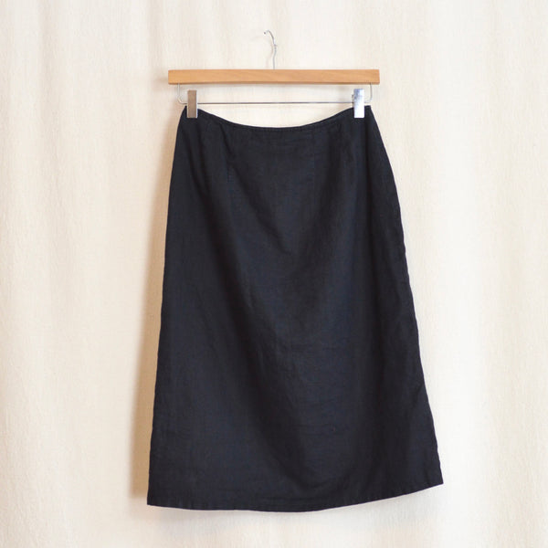 black pure linen eddie bauer wrap skirt