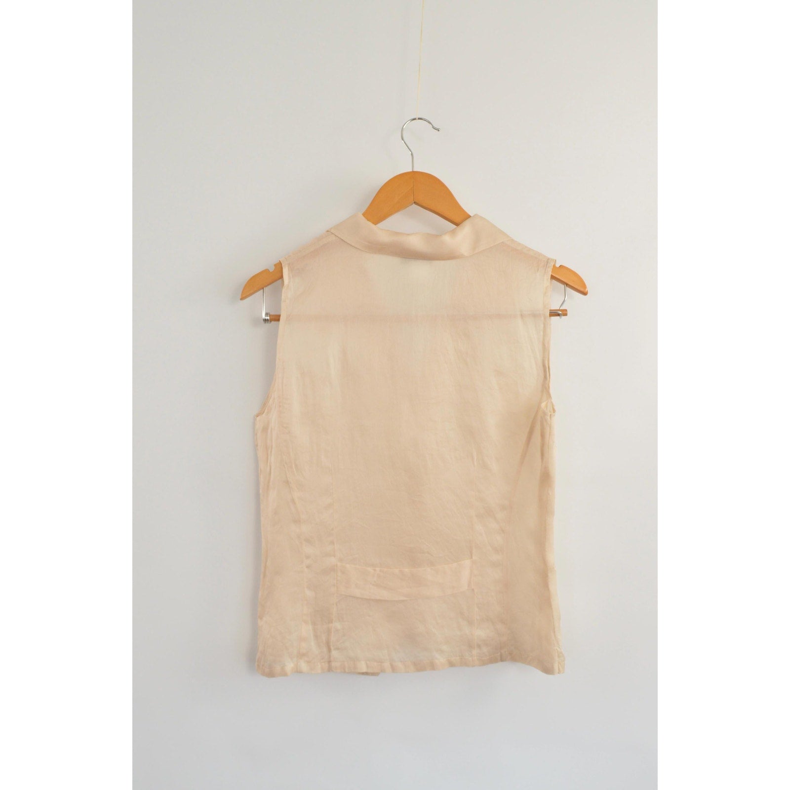 light pink pure silk botanical embroidered button down tank