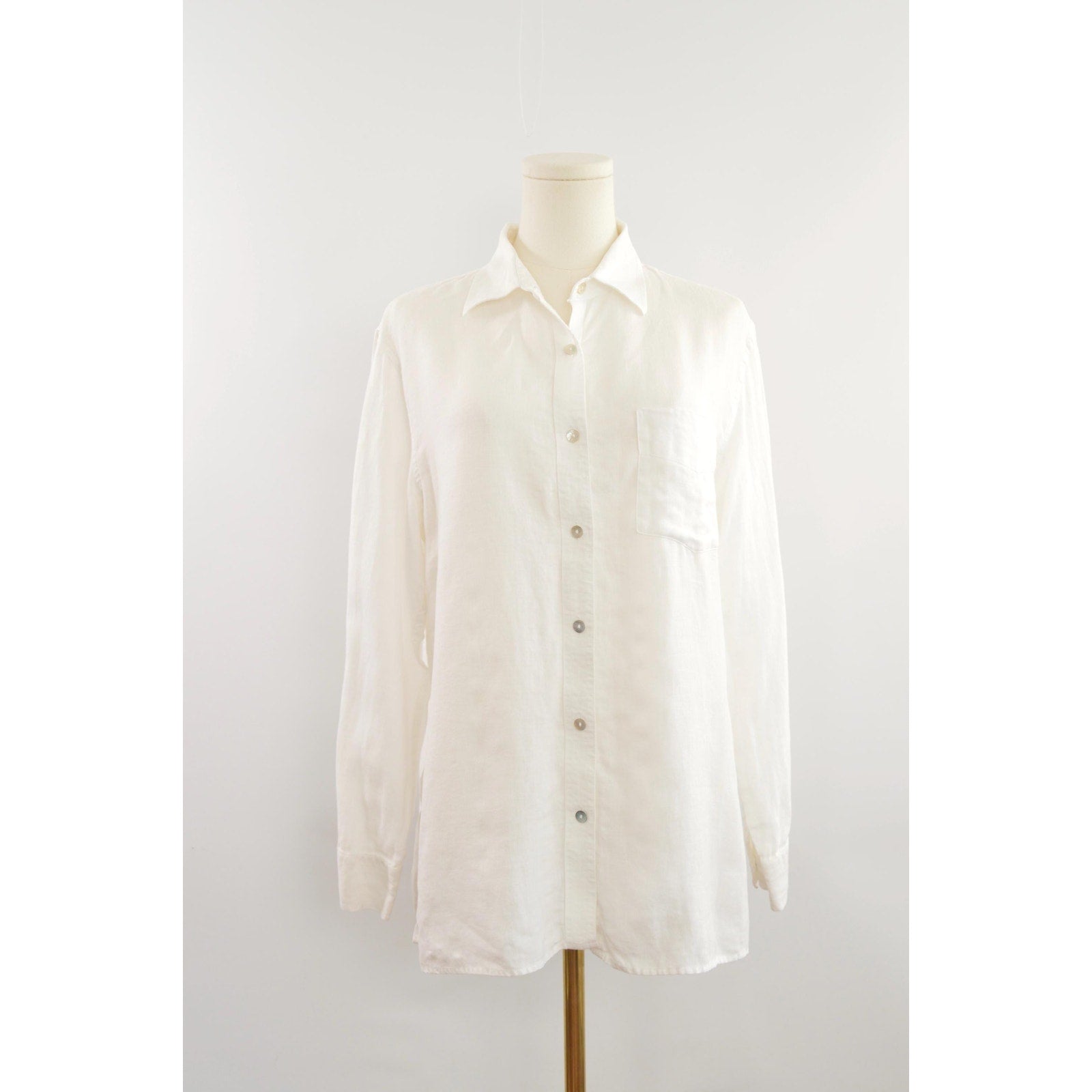 perfect flowy white linen button down top