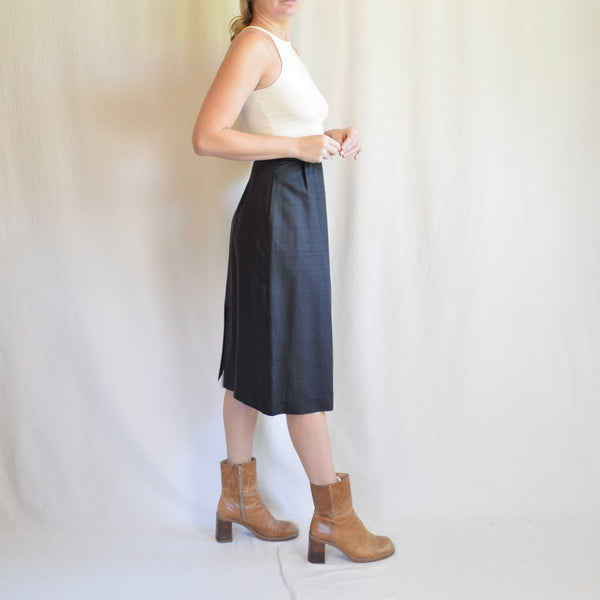 27” beautiful pure silk black a line skirt