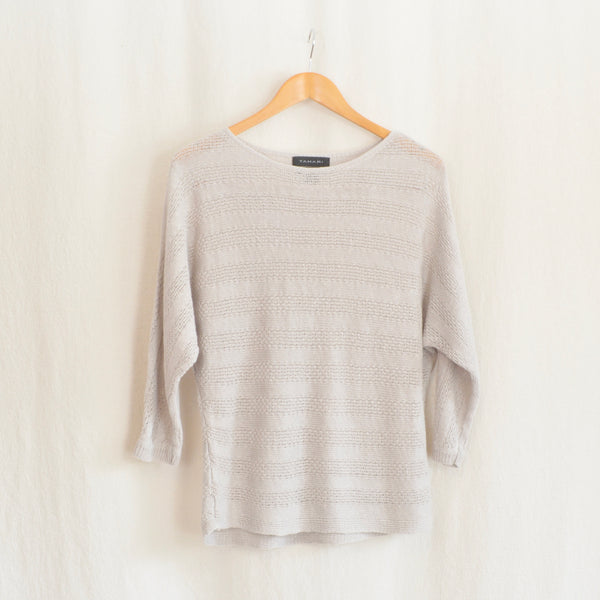 sheer gray linen boat neck sweater