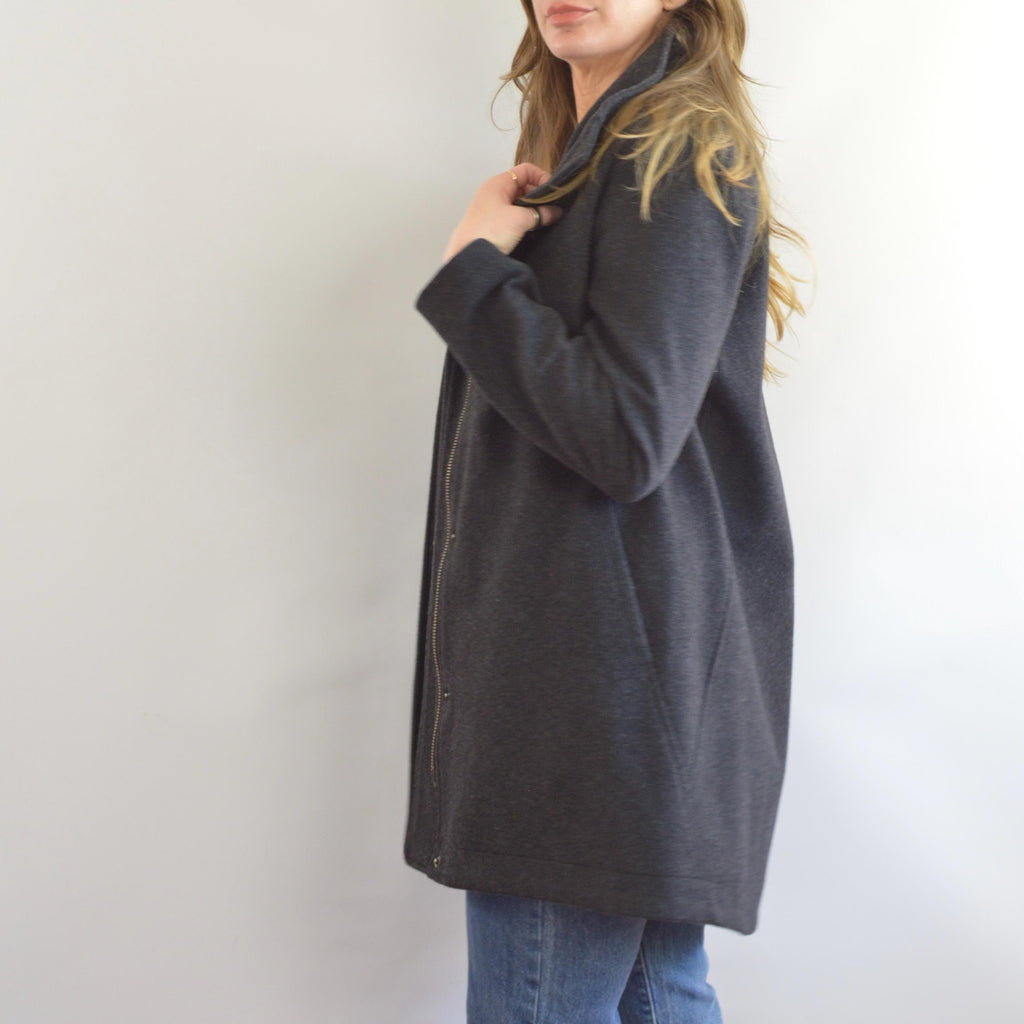 dark charcoal gray vintage pendleton zip up overcoat