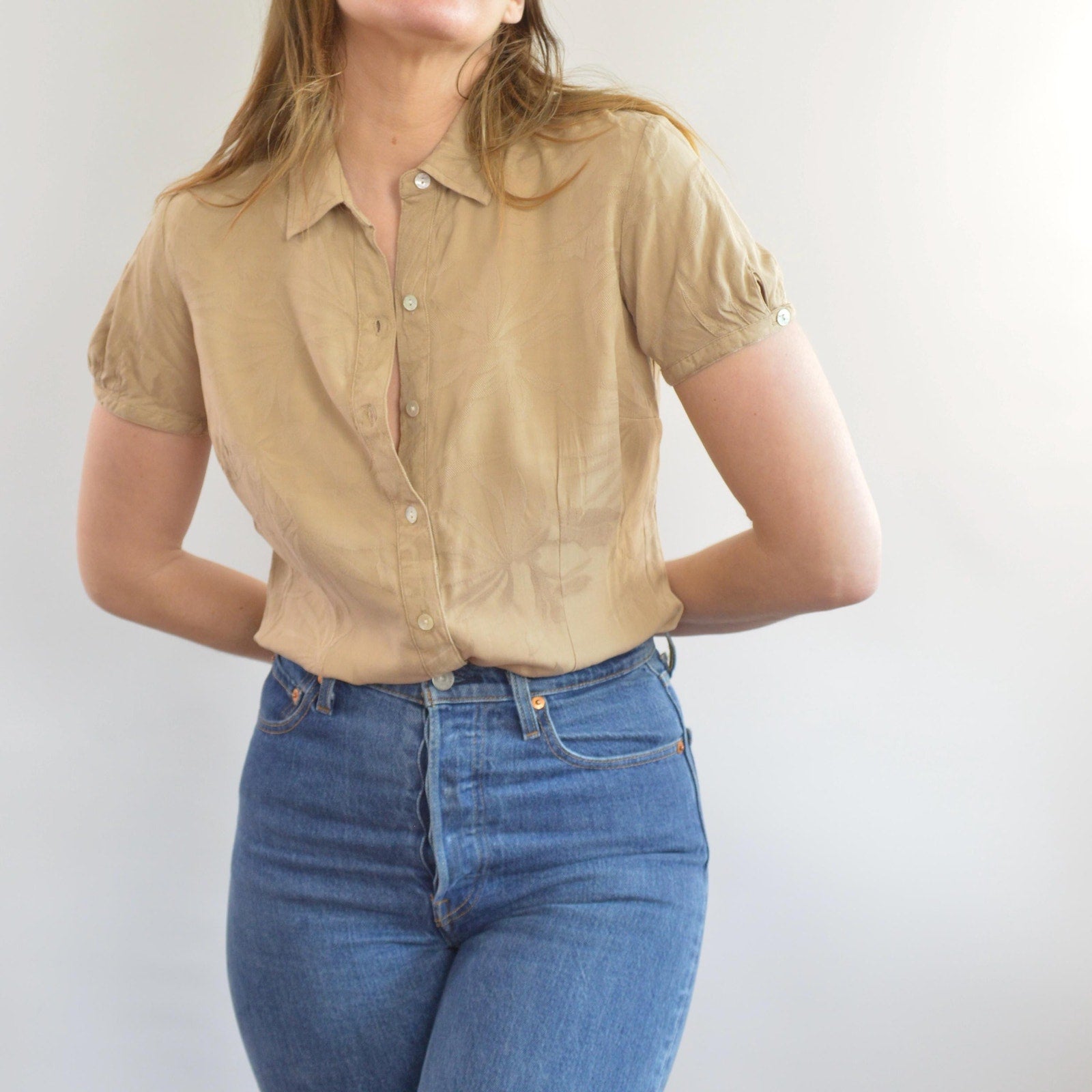 silk tan caribbean joe petite button down
