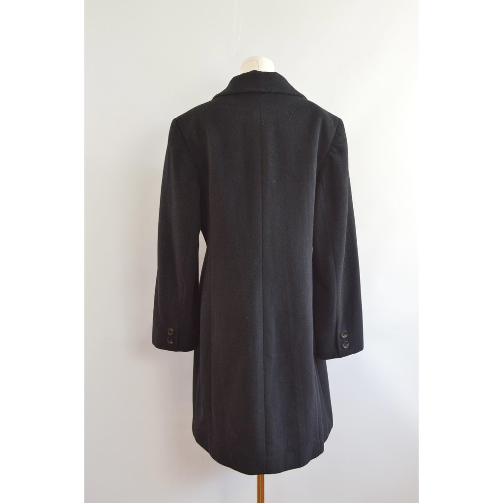 fully lined mid length vintage jones new york black wool overcoat