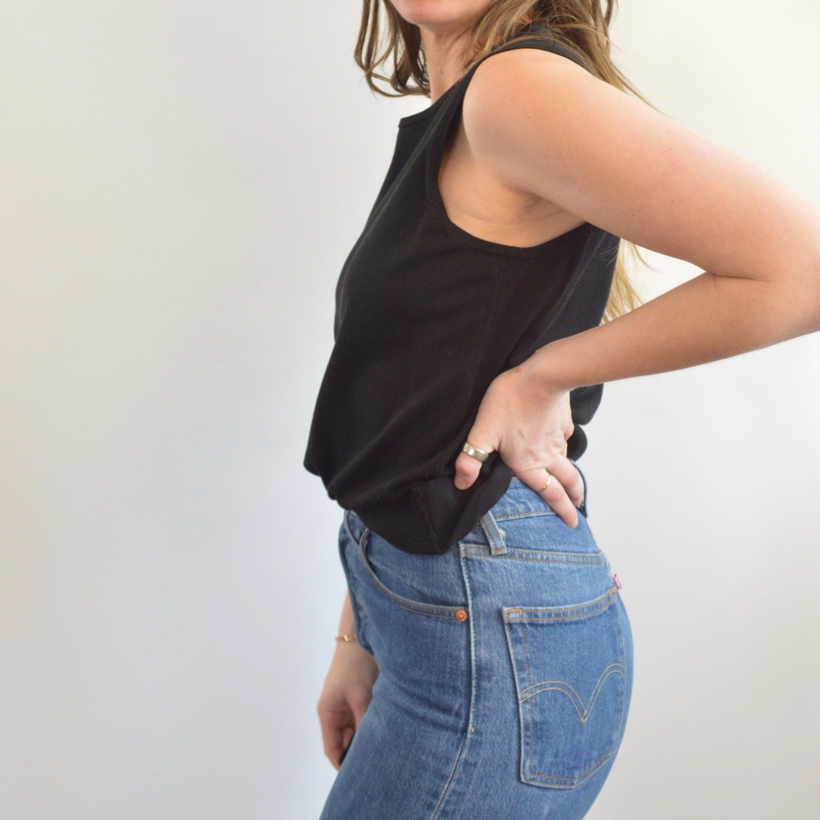 lightweight silk blend slinky black sweater tank