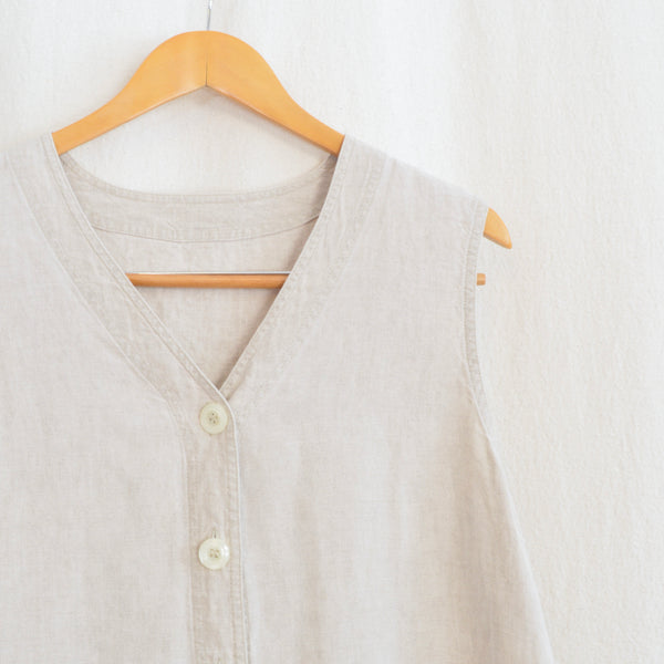 pure linen button down sleeveless tunic