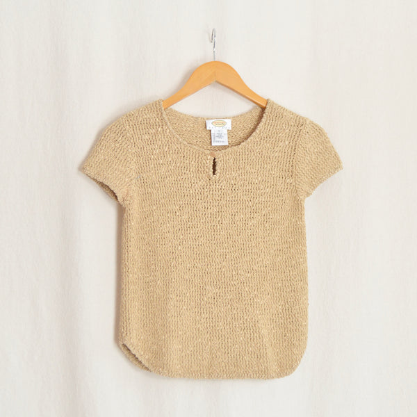 warm taupe silk and cotton blend talbots knit tee