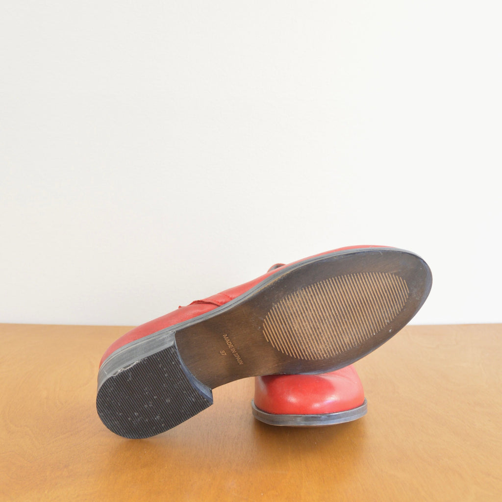 shortie red leather booties
