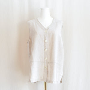 pure linen button down sleeveless tunic