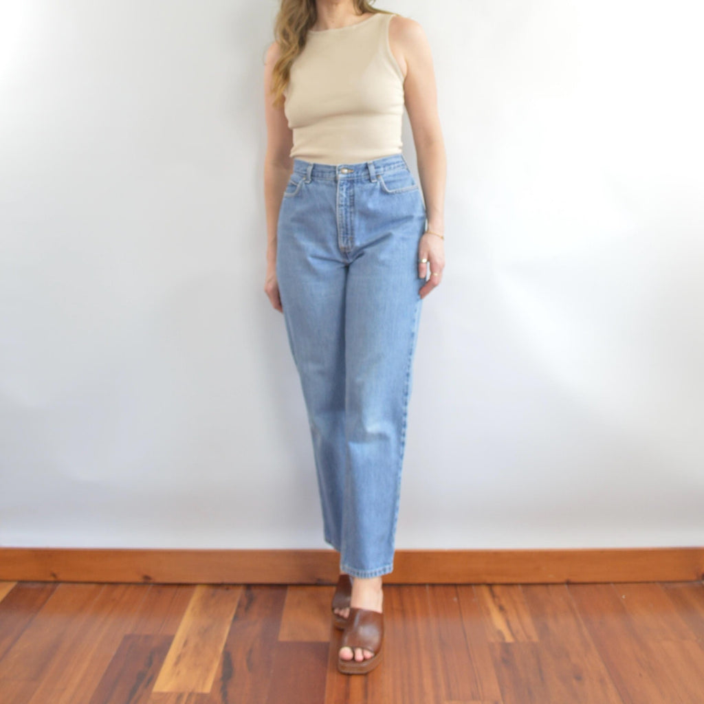 31 x 30 high rise mid wash land’s end 90s fit denim