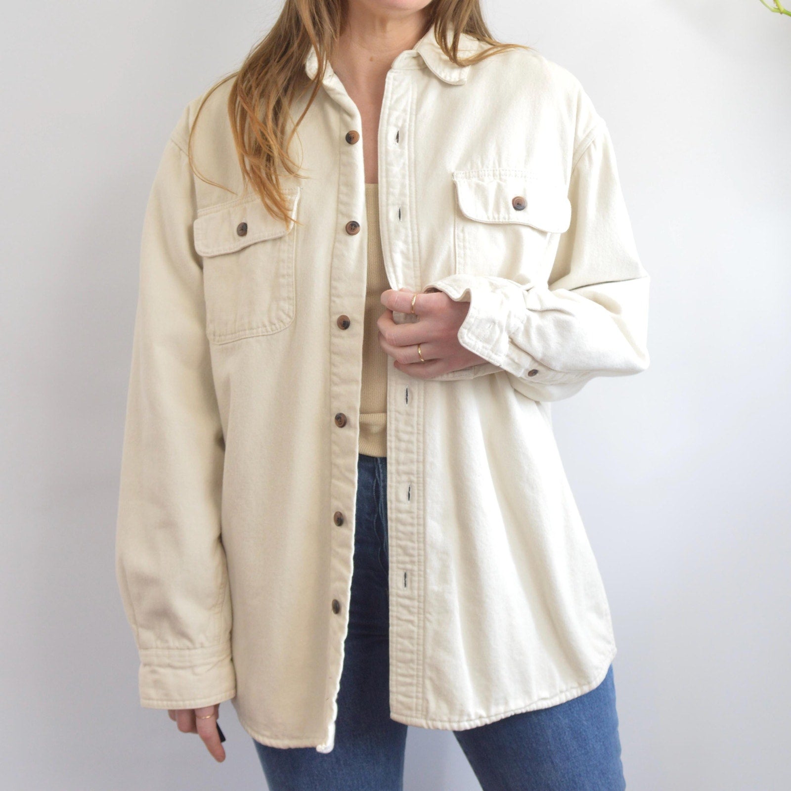 fleece lined cream cotton chore coat