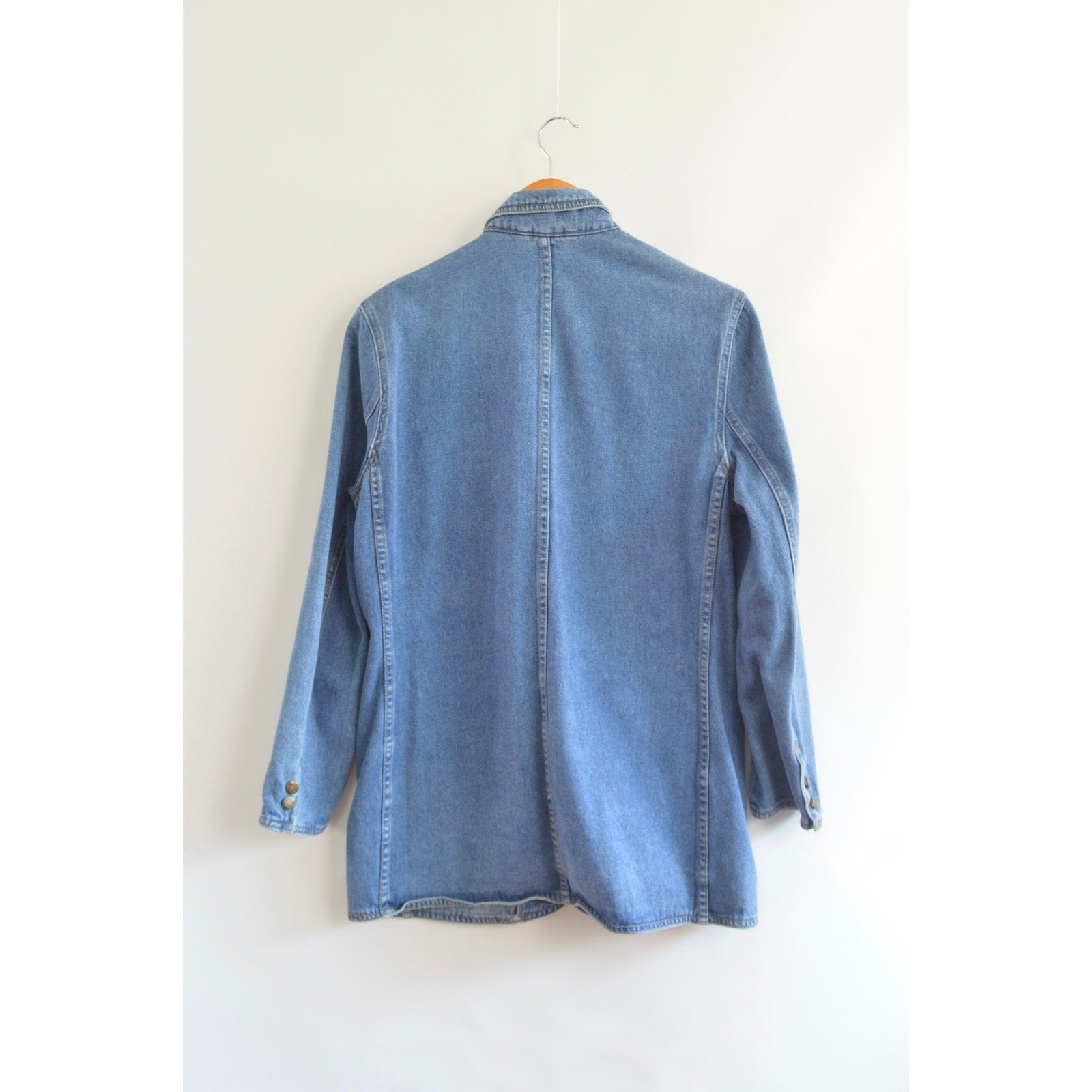 100% cotton vintage mid wash denim blazer jacket