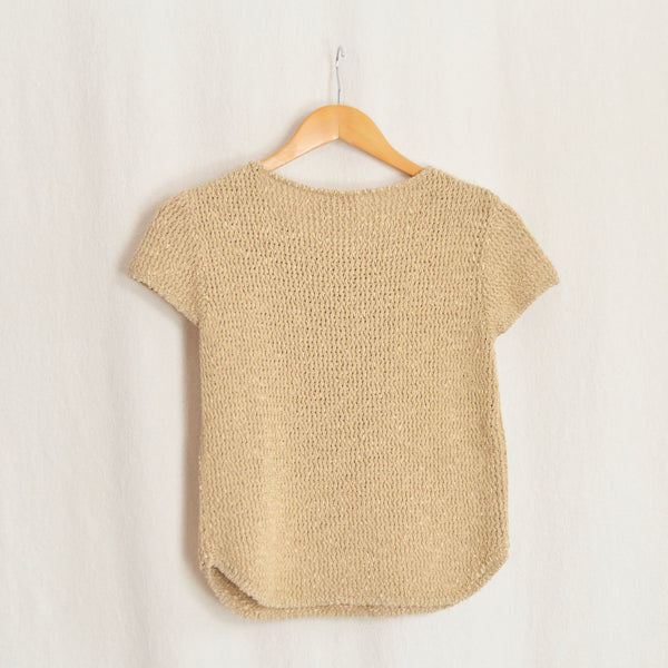 warm taupe silk and cotton blend talbots knit tee
