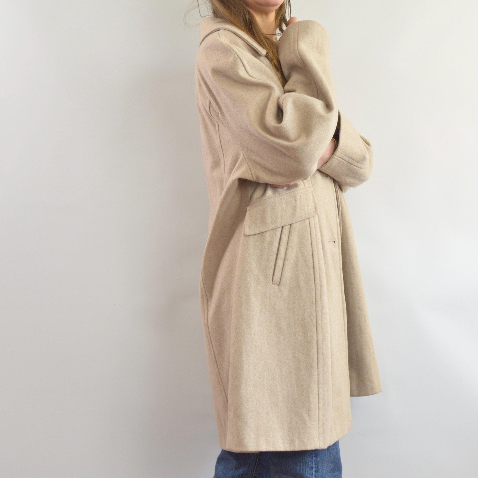 perfect mid length light beige vintage london fog wool overcoat