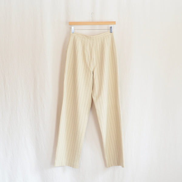 27 x 30  high waisted straight leg wool blend beige striped pants