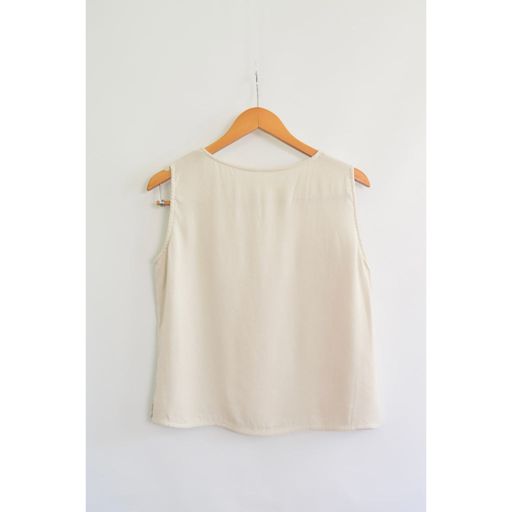 nice and thick slightly cropped ivory silk tank