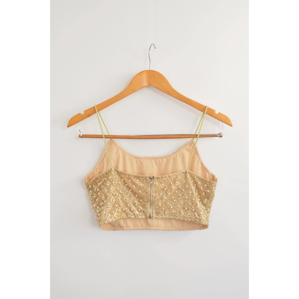 gold pearl and glitter vintage crop top