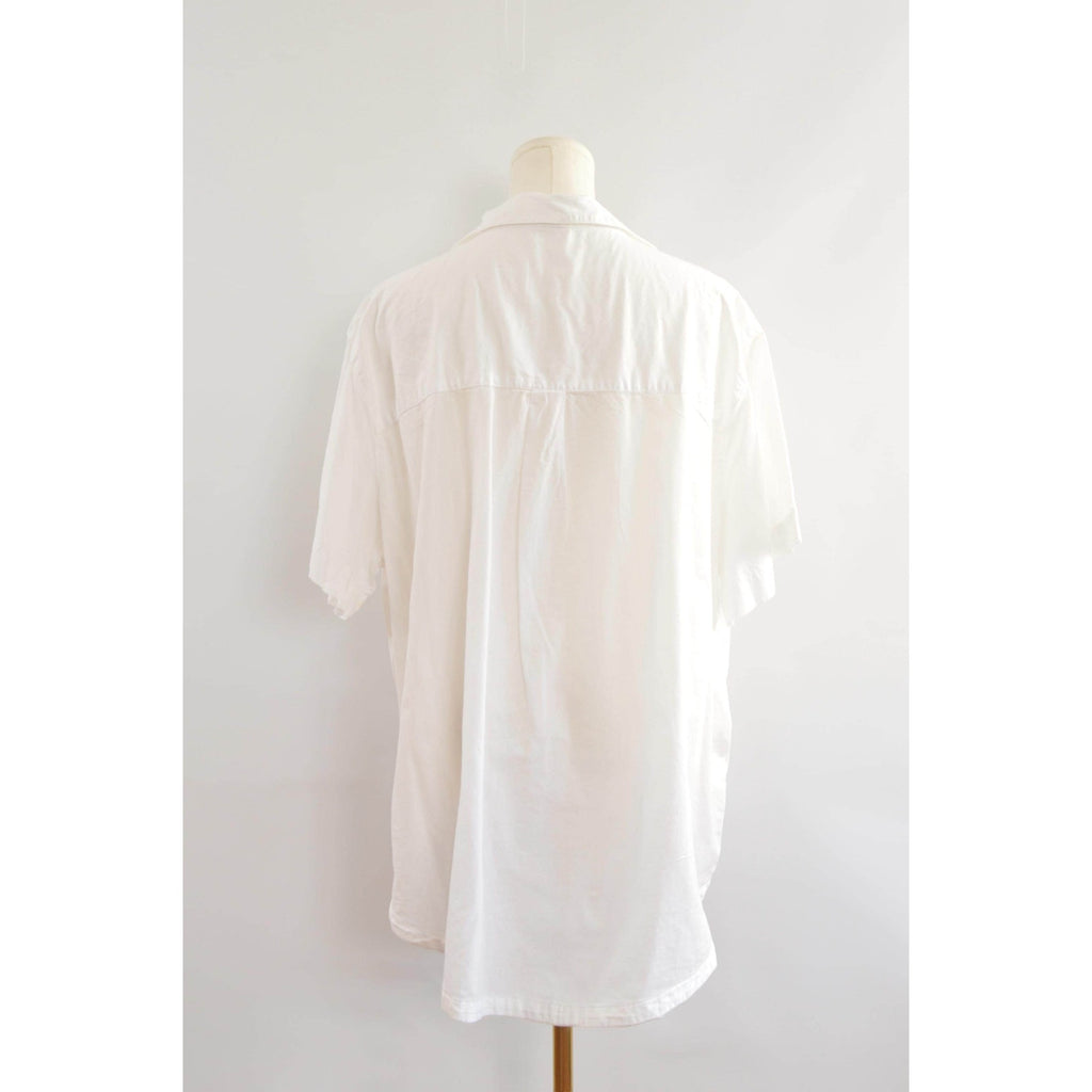 boxy cut 100% cotton white button down top