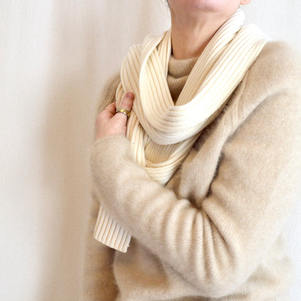 pure merino wool off white eileen fisher ribbed scarf