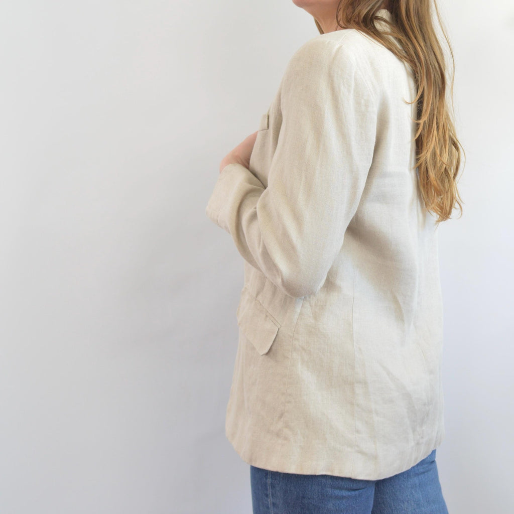 pure linen vintage liz claiborne single button blazer